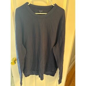 J Crew Mens XXL Waffle Knit Crewneck Sweatshirt Navy Blue Long Sleeve Textured